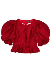 Sister Jane Tate Rose Floral-jacquard top - Red - 12 (UK12 / M) 12 (UK12 / M)