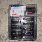 Wahl STAINLESS STEEL COLOR CODED Clipper Blade CUTTING GUIDE 8 pc COMB SET&CASE