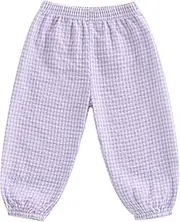 [Karuedoo] Toddler Baby Boy Girl Gingham Bubble Pants Kids Casual Plaid Elastic Waist Long Bloomers Trousers Bottoms