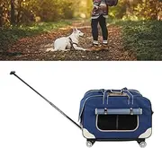 SustVita Rolling Pet Carrier, Detachable Wheels Foldable Cat Dog Carrier with Breathable Mesh for Comfortable Travel, Fits Pets Up to 17.5kg (Blue)