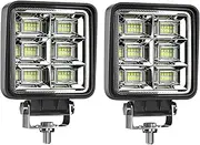 BYBDQKTVEH Offroad LED Bar 12V 24V Square LED Work Light for Car Truct Boat ATV 4x4 Tractor 42W 48W Spotlight LED Light Bar Work Light(2pcs F-6K-48led)