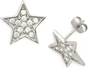 [JewelryWeb] 14k White Gold CZ Simulated Diamond Big Star Fancy Post Earrings 12x12mm Stud Earring for Women