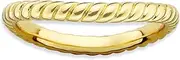 [JewelryWeb] 2.25mm 925 Sterling Silver Textured Patterned Stackable Polished Gold PlatedWave Ring-Stackable-Ring for Women