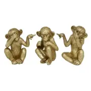 Polystone Monkey Decorative Sculpture See No Evil 3 PIECES SMALL SIZE Gold