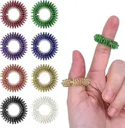 Wisdompro 16 Pack Spiky Sensory Finger Rings, Stress Relief Fidget Ring for Teens and Adults - 8 Colors