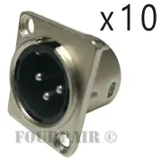 10 Pack Lot XLR 3-Pin Male Panel Mount Chassis Microphone Jack Audio Connector