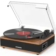 Vinyl Record Player Bluetooth Turntable with Built in Stereo Speakers Belt Dr...