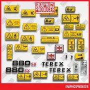 Terex Digger Fermec 880 sx Digger Loader Stickers / Decals Warning Symbols
