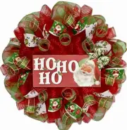 Jolly Santa Ho Ho Ho Christmas Wreath Handmade Deco Mesh