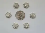 6 Pcs Lot pearl Rhinestone Flatback Hair Bow Supplies.