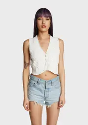 Good Flaws Crochet Vest - White