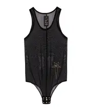 logo-embroidered mesh tank top M Black