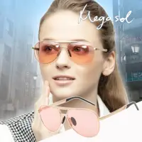 在飛比找momo購物網優惠-【MEGASOL】寶麗萊UV400時尚中性偏光太陽眼鏡變色墨