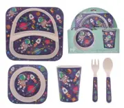 Kids Childrens Baby Boys Eco 5PCE Baby Spaceman Feeding SET Bowl Dining Setting