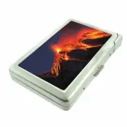 Volcanoes Lava D4 Cigarette Case with Built in Lighter Metal Wallet