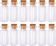 LEFV™ 10ml Small Bottles Transparent Mini Glass Jars with Cork Stoppers Top - Message Weddings Wish Jewelry Pendant Charms Kit Party Favors - Pack of 12