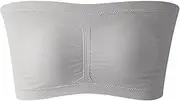 AMITH Tube Top Bra - Padded Stretchy Soft Comfort Wireless Bralette - Wireless Moisture Wicking Bandeau Bra with Support for Women Girls Gray