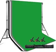 YISITONG Photography Studio Backdrop Stand Kit Support System, 1.6M x 3M Black White Gray Green Screen Backdrop, 2M x 2M Adjustable Background Stand for Portrait,Product Photography and Video Shooting