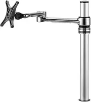 ATDEC Single Monitor Swing Arm Mount on Post. Max Load: 8kg. VESA up to 100x100. Polished Silver