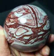 TOP 543g Natural Polished Mexico Red Stripes Agate Crystal Sphere Ball WD620