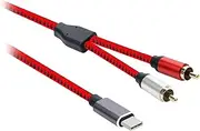 USB Type C to Dual RCA 2RCA Male Adapter Cable Stereo Audio Cord 1 Meter Red