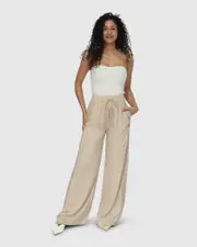 [Belle & Bloom] Everywhere All At Once Wide Leg Pant - Latte M