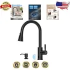 High-Arc Touchless Black Kitchen Faucet with Pull-Down Sprayer for Easy Cleaning