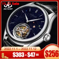 在飛比找蝦皮購物優惠-💥Big AESOP 飛行陀飛輪鏤空機械豪華手錶防水手錶手錶