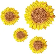 BEBEMOKO 4Pcs Sunflower Embroidery Patches Delicate Flower Shaped Appliques for Clothing Repair Elegant Decor for Jackets and Accessories for Home and Tailor Shops
