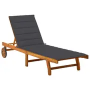 Garden Sun Lounger with Cushion Solid Acacia Wood vidaXL