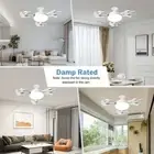 2 in 1 Hanging Fan with LED Light Remote Control Ceiling Lamp Living Room