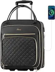 [LOEUO] Under Seat Luggage with Wheels for Women Men, Airline Approved Underseat Carry on Luggage with Wheels for Airplanes, Small Personal Item Travel Bag with Wheels for Short Trip, Black, 17 x 13.7 x