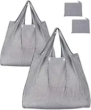 [KINGMAS] Reusable Grocery Bags, Eco-Friendly Folding Tote Shopping Bag fits in Pocket, Washable Waterproof Nylon Pouch Bags