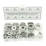 360PCS #2 to 7/16" 304(18-8) Stainless Steel SAE Flat Washers Assortment Kit