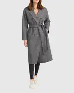 [Belle & Bloom] Standing Still Wool Blend Belted Coat - Charcoal