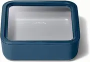 [Caraway] Glass Food Storage, 10 Cup Glass Container,Ceramic Coated Food Container,Easy to Store, Non Toxic, Non Stick Lunch Box Container with Glass Lids. Dishwasher, Oven,Square Shape,Navy