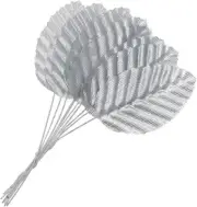 AYLIFU 200 PCS Artificial Leaves Fake Faux Wired Single Leaves Artificial Silver