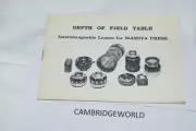 MAMIYA PRESS LENSES DEPTH of FIELD TABLE INSTRUCTION MANUAL GUIDE BOOK GENUINE