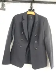 DONNA KARAN NEW YORK Double Breasted Blazer Black Size XS Clasp Closure