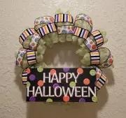 Happy Halloween Polka Dot Wreath - Deco Mesh & Ribbon