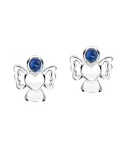 Girls Sterling Silver enamelled SEPTEMBER Birthstone ANGEL Stud Earrings