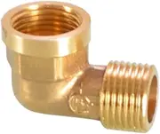 Threaded Fittings Brass Pipe, 90 Degree Elbow Connector Brass Hose Barb Fitting, BSP Thread Pipe Oil Gas Elbow Fitting Coupler (DN15 1/2" Female x DN15 1/2" Male)