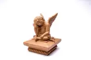 Sculptured Polystone Cherub Post Cap, 3.5", Limestone, Moss, Terra Cotta