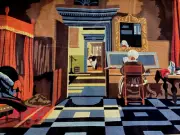 SALE Needlepoint "Interior au clavecin " #2427 from Margot. 26" X 20", 13 ct