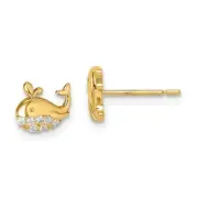 14k 14kt Yellow Gold Madi K CZ Whale Post Earrings