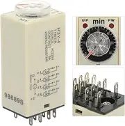 Delay Timer Relay, H3Y-4 Power On Delay Timer Relay 0-60 Minutes Time AC 5A for Automatic Control & Mechatronics
