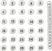 Stainless Steel Numbered Tags, Round Metal Key Tags ID Tags with Rings