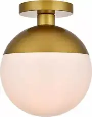 Elegant Lighting Eclipse Flush-Mount Transitional 1-Light Milk Brass LD6066BR