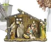 Nativity Set Indoors - Jesus Birth Manger Figures | Christmas Manger Indoor Christmas Manger Resin Nativity Scene | Colourful Nativity Set Table Ornaments for Festival Home Desk Table Window