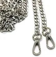 LONG TAO 55" DIY Iron Flat Chain Strap Handbag Chains Accessories Purse Straps Shoulder Cross Body Replacement Straps with Metal Buckles Replacement Straps Handbag Chain (Silver)